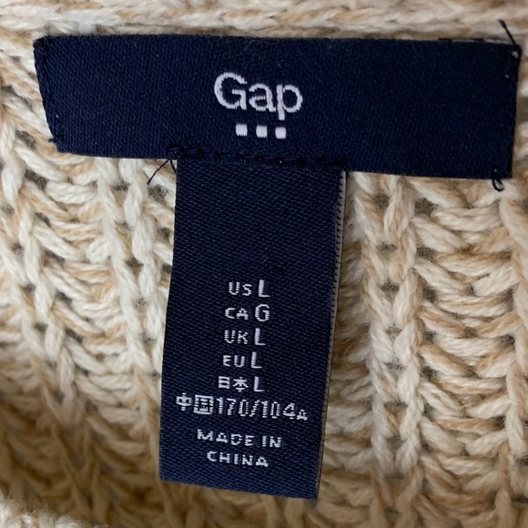 GAP cream color chunky knit warm cozy Sweater Sz L women’s boho like New neutral - Picture 2 of 9